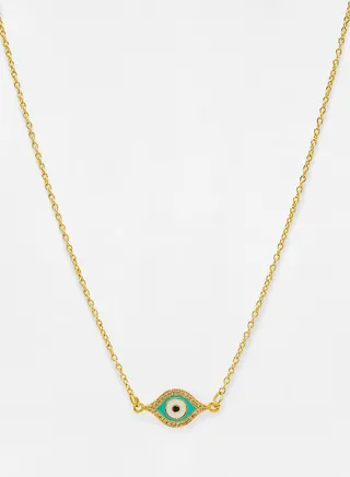 18K Gold Plated Cubic Zirconia Amyra Evil Eye Necklace 