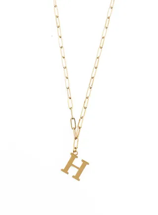 Initial H Open Link Chain Necklace 