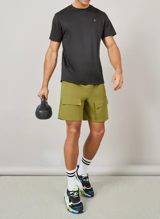 Cargo Pockets Parachute Active Shorts 