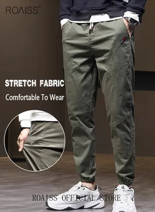 Men's Cargo Pants Casual Pants Made of Pure Cotton with Elastic Drawstring Suitable for Various Body Types Simple and Trendy 