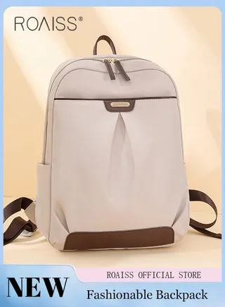 Stylish Nylon Fabric Backpack for Women Large Capacity Multiple Mezzanines Fashion Schoolbag with Back Hanging Suitcase Design Ladies Premium Versatile Business Commuter Computer Backpack 
