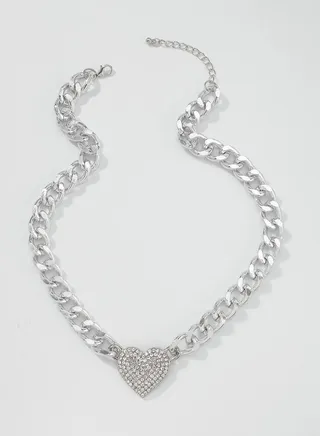 Heart Accent Chain Necklace