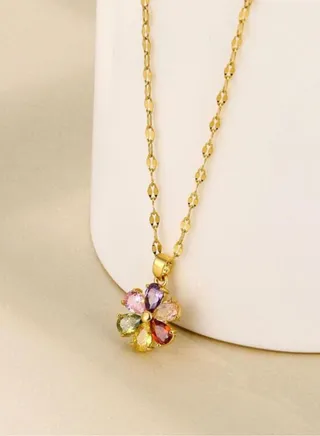 18k Gold Plated Cubic Zirconia Necklace 