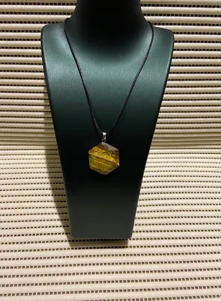 Necklace For Unisex With Natural Tiger Eye Stone Pendant Size 45 + 5cm 