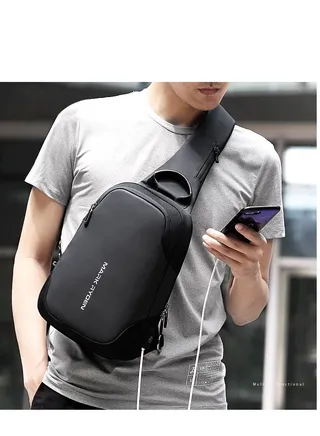 Mark Ryden -Back & Chest Bag, USB Charging, 9.7inch Ipad, Waterproof Oxford material , For Men 