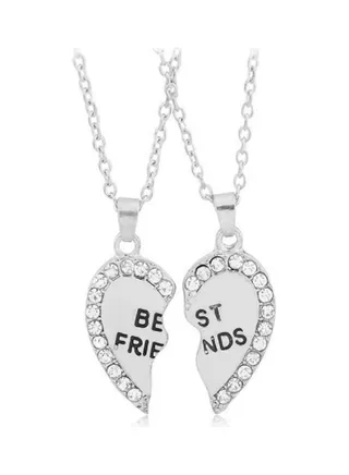 Fashion Two Diamond-Studded Lovers Necklace 