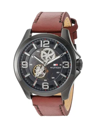 Tommy Hilfiger Men's Automatic Analog Watch with Patent Leather Strap 1791280, Strap 