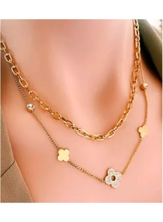 Trendy Stainless Steel Gold Plated Necklace For Women 