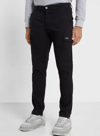 Thomas Scott Men Mid-Rise Smart Slim Fit Easy Wash Cargos Trousers