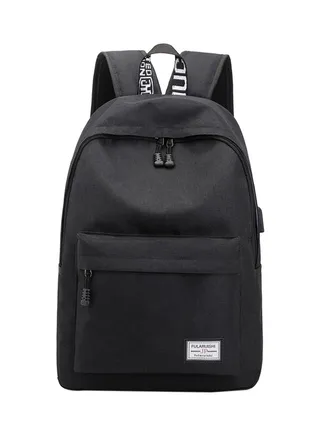 Trendy Large Capacity Travel School Backpack Black 
