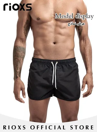 Men's Casual Summer Beach Shorts Quick Dry Workout Elastic Waist Shorts With Drawstring 
