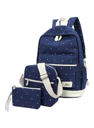 3 Piece Backpack Set Blue/White 