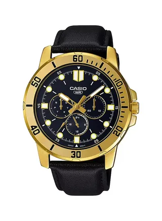 Men's Leather Analog Wrist Watch MTP-VD300GL-1EUDF 