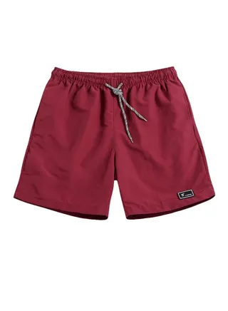 Solid Workout Fitness Quick Dry Shorts Burgundy 