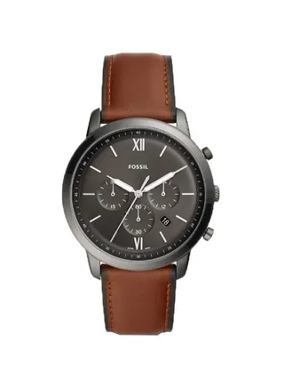 Men's Leather Analog Wrist Watch FS5512 - 41 mm - Brown 