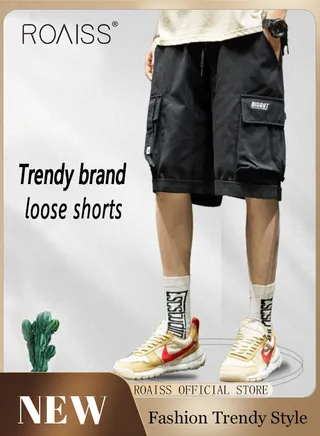 Youth Overalls Five-Point Pants Loose Straight Version Casual and Trendy Made of Pure Cotton 