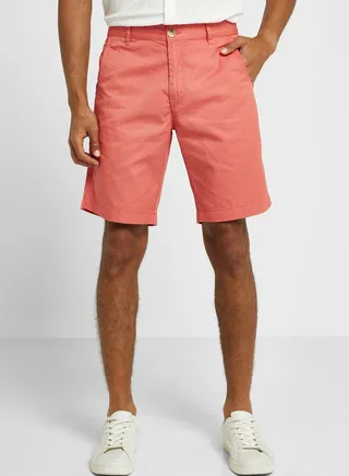 Thomas Scott Men Mid-Rise Slim Fit Cotton Chino Shorts 