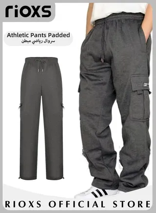 Men's Hiking Cargo Pants Relaxed Fit Drawstring Elastic Waist Joggers Sweatpants Sports Athletic Trousers with Pockets 