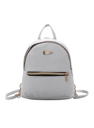 Leather Small Backpack Grey 