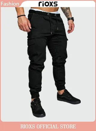 Men's Cargo Pant Athletic Workout Breathable Pant Elastic Waist Trouser With Multi Pockets 