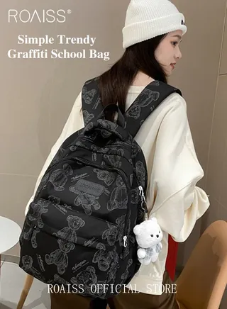 Unisex Multifunctional Backpack Large Capacity with Multiple Pockets for Organized Storage Scientifically Divided Compartments Trendy and Stylish Pattern Print Suitable for Work School or Short Trips 