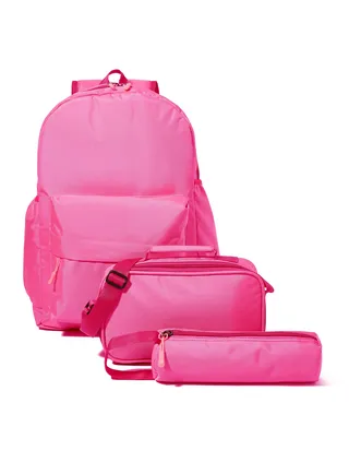 Back To School Backpack + Free Pencil Case And Lunch Bag Pink 