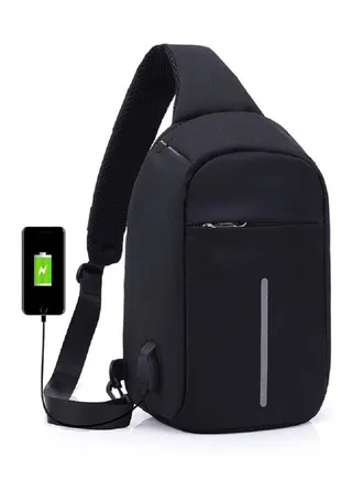 Water Resistant Anti-Theft Messenger Bag Black 