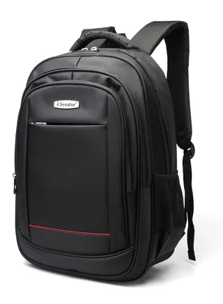 Nylon Light Weight Unisex 19 Inch Backpack with Laptop Compartment Water Resistant Casual Hiking Travel Bag for Business College School Students KH8119 Black 
