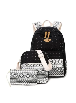 3 Pack Ethnic Style Backpack Set Multicolour 