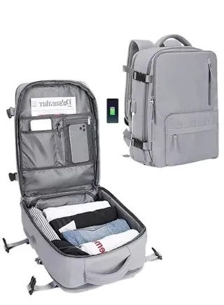 Travel Backpack for Men Women Carry On Backpack with USB Charging Port Shoe Compartment 15.6 Inch Laptop Backpack Flight Approved College School Bag Casual Daypack for Weekender Business Hiking 