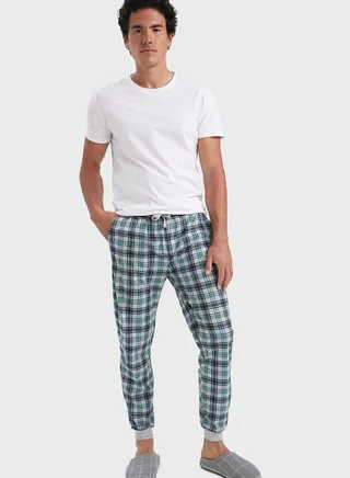 Checked Drawstring Sweatpants 