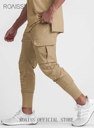 Men's Casual Trousers European Style Trend Quick-Drying Drawstring Pants Multi-pocket for Men Sports Trousers Spring and Autumn 