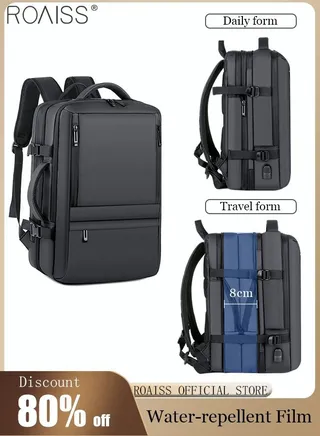 Scalable Large Capacity Laptop Backpack Business Backpack College Waterproof Travel Backpack Suitable for 17 Inch Laptops for Men and Women with USB Charger Black 