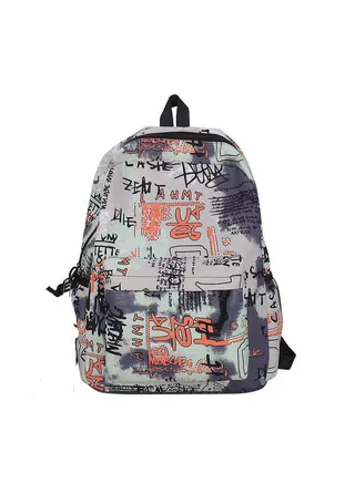 Unisex Colorblock Graffiti Backpack Casual School Bag Personality All-match Leisure Colorful Bookbag for Girls Boys 