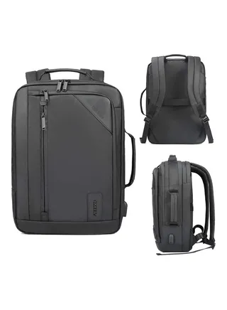 Waterproof Multifunctional Travel Laptop Backpack With USB Charging Port Black 