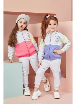 Girls Printed Cotton Set of sweatshirt and pants - Pink 
