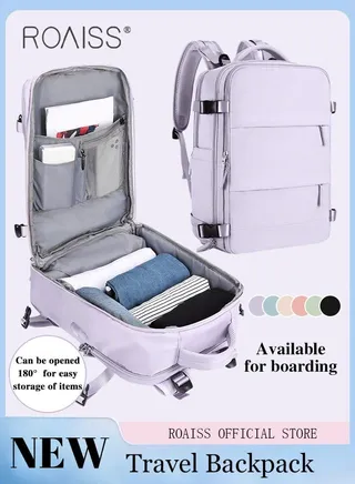 Travel Backpack for Men Women Carry On Backpack with USB Charging Port Shoe Compartment 15.6 Inch Laptop Backpack Flight Approved College School Bag Casual Daypack for Weekender Business Hiking 