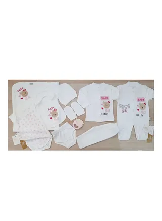 Ten Piece Summer Newborn Baby Boy Hospital Set (Girl White) 