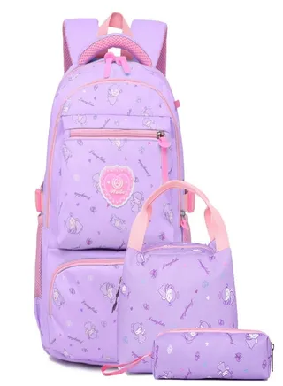 Purple Backpacks Lightweight Breathable Teens Girl Bookbags for Primary Middle School, Cute Back Pack Teenager 