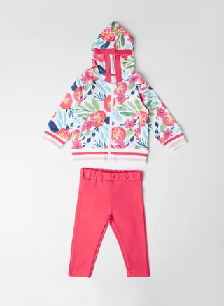 Baby Printed Hoodie Set Coral 