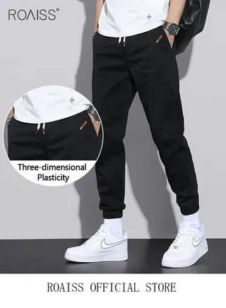 Men's Cargo Pants Casual Pants Made of Pure Cotton with Elastic Drawstring Suitable for Various Body Types Simple and Trendy 