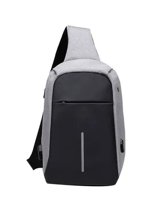 Water Theft Chest Bag With USB Charging Port And Headphones Interface Grey/Black 