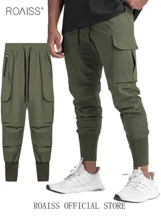 Men's Casual Trousers European Style Trend Quick-Drying Drawstring Pants Multi-pocket for Men Sports Trousers Spring and Autumn 
