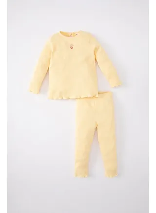 Babygirl Regular Fit Bike Neck Long Sleeve Knitted Set -2 Pieces 