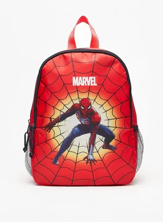 Boys Spider-Man Print Backpack with Adjustable Straps and Zip Closure 