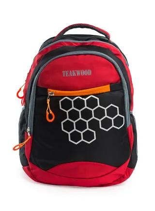 Printed Unisex Polyester Backpack Compatible with 15" Laptop Black/Red 