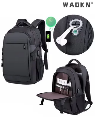 Men Travel Backpack,Business Backpacks,Business Backpack with USB Charging Port and Headphone Plug Waterproof Travel Backpack College School Bag Computer Backpack for Men Women Fits 17 Inch Notebook 