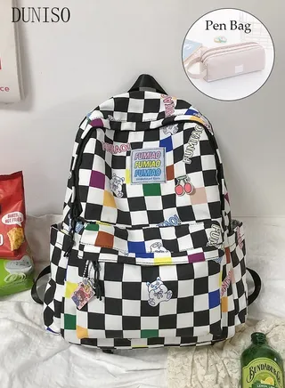 School Backpack with Pencil Case Waterproof Book Bag with Compartments for Teen Girl Kid Students Elementary School Kids' School Bag Large Capacity 