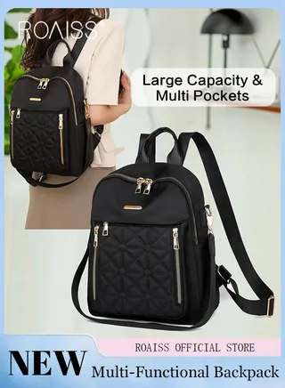Versatile Quilted Zipper Backpack for Women Minimalist Large Capacity Lightweight Shoulder Bag with Multi Pockets Suitable for Girls for Commute Travel Waterproof Daypack with Quality Hardware Buckle 