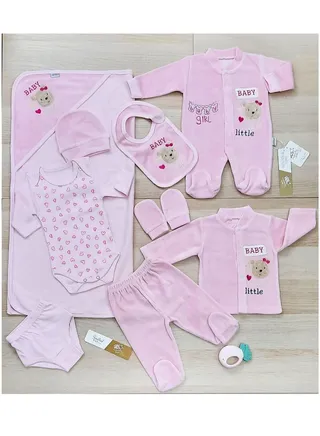 Newborn's Ten Winter Bear Face Hospital Set (Pink) 